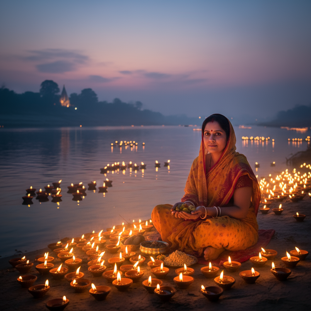 AI photo prompt for Chhath festival online sapne