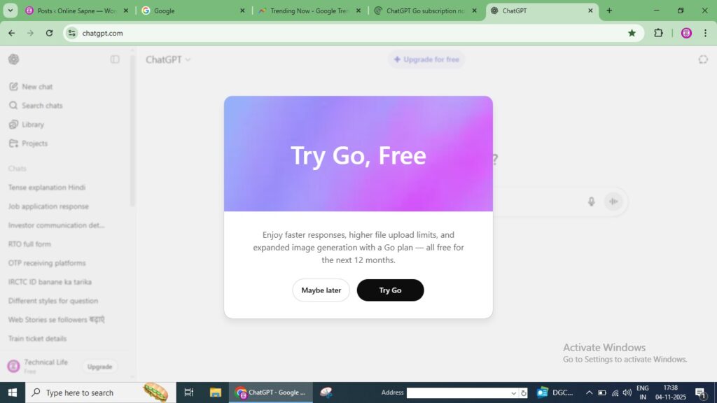 ChatGPT Go क्या है? 2025 में फ्री AI प्लान का पूरा गाइड