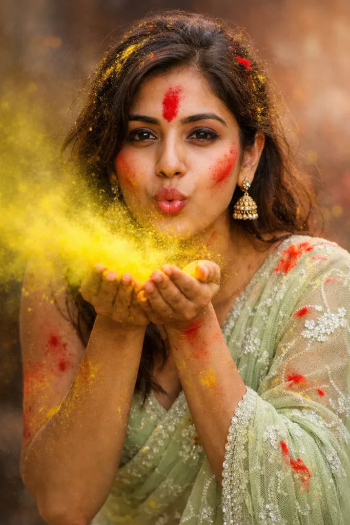  Love couple Holi celebration colorful background ultra realistic
