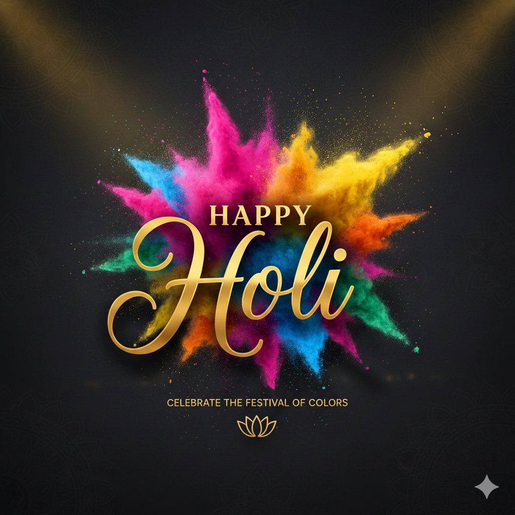 Happy Holi wishes greeting card for Social Media