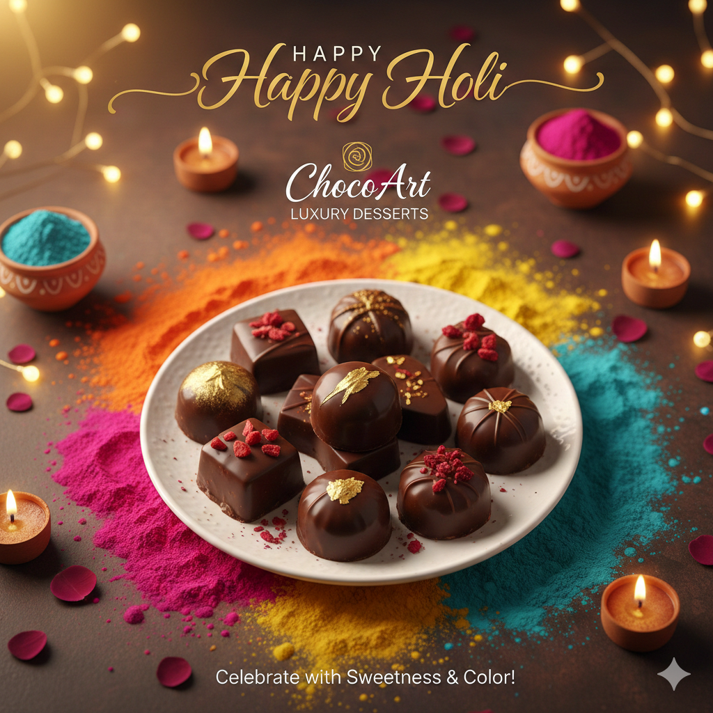 Happy Holi wishes greeting card for Social Media