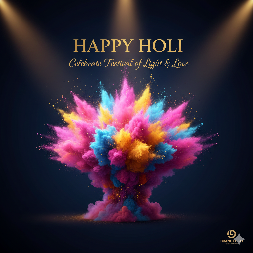 Happy Holi wishes greeting card for Social Media