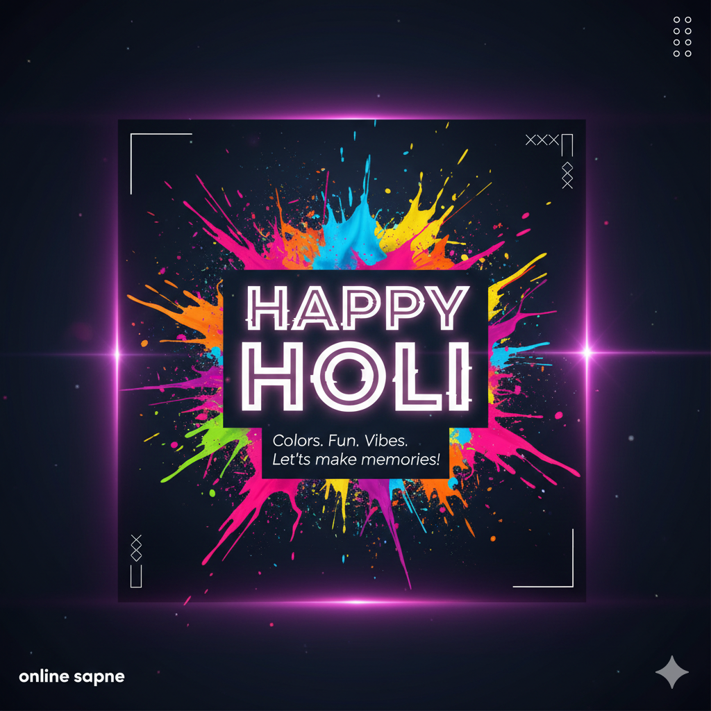Happy Holi wishes greeting card for Social Media