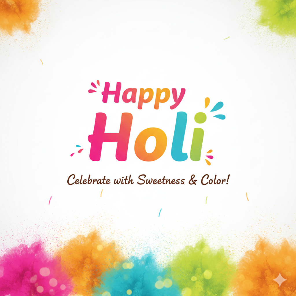 Happy Holi wishes greeting card for Social Media