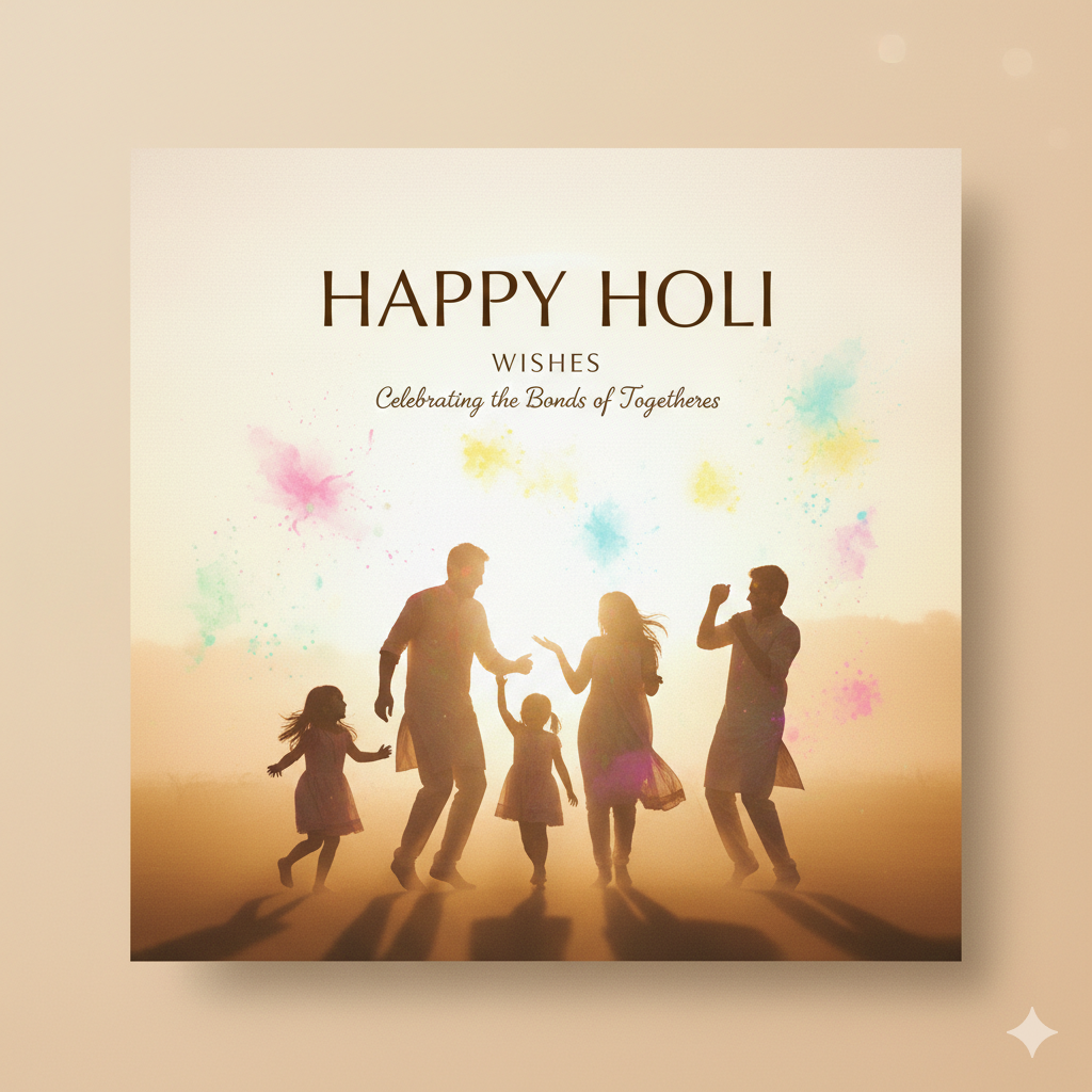 Happy Holi wishes greeting card for Social Media