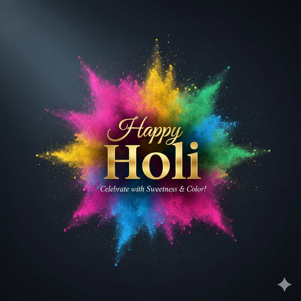 Happy Holi wishes greeting card for Social Media