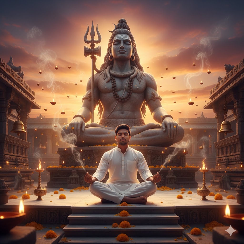 Shiva Temple Meditation Scene