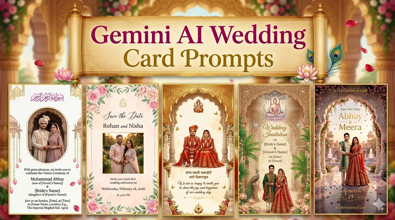 Read more about the article Gemini AI Wedding Card Prompts: Ultra Realistic 4:5 Design Ideas for Stunning Invitations