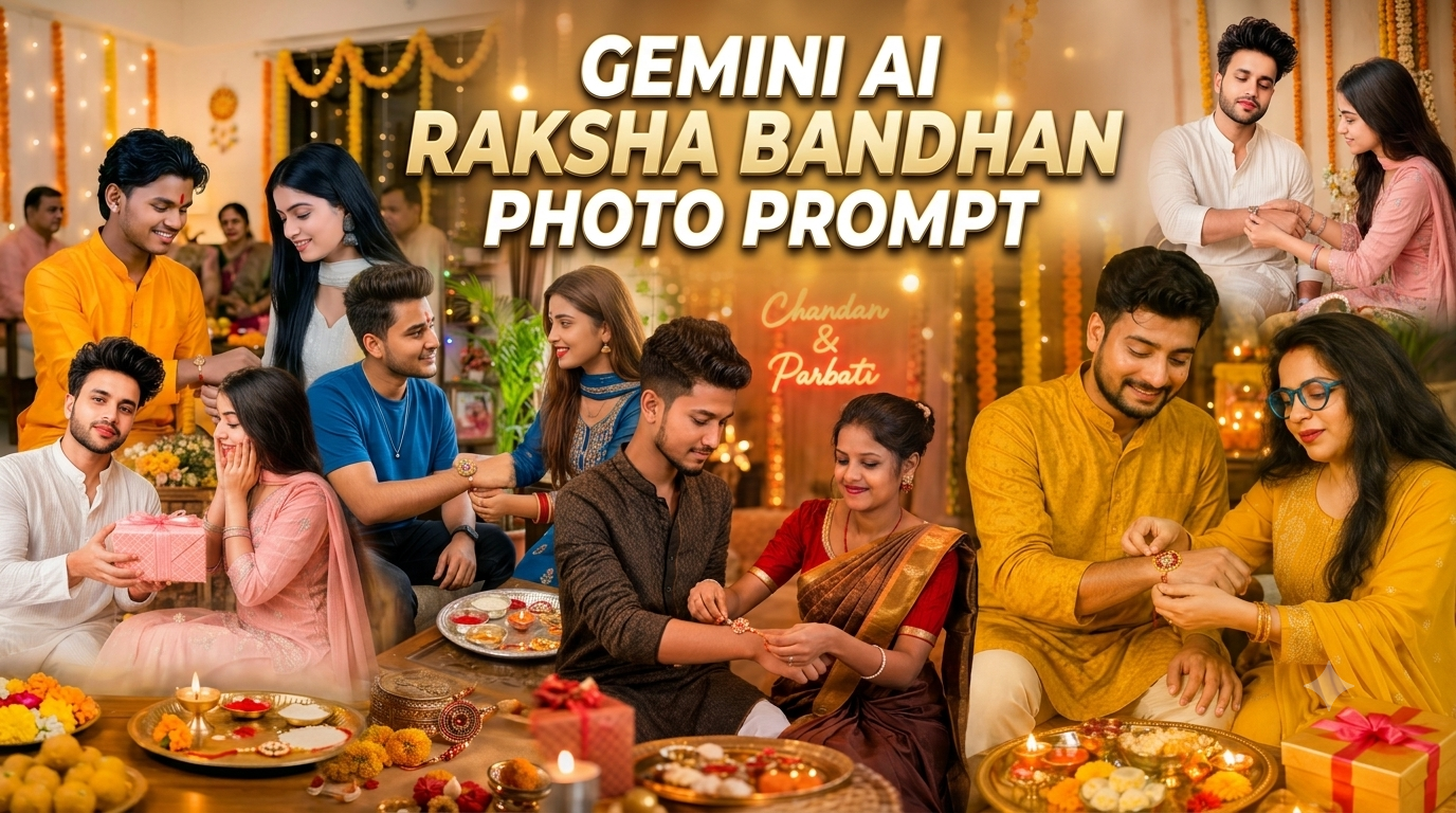 Read more about the article 5 Realistic Raksha Bandhan Gemini AI Photo Prompts for Beautiful Festival Images
